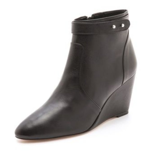 Loeffler Randall Black Leather Ankle Wedge Boots - Picture 2 of 7